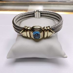David Yurman 14 Kt and Sterling Silver Topaz Bangle Bracelet